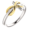 14kt Two-tone Gold Infinity Wrapped Cross Ring