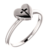 14k White Gold Heart with Cross Purity Ring