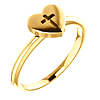14k Yellow Gold Heart with Cross Purity Ring