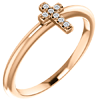 Stackable Diamond Cross Ring 14k Rose Gold