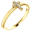 Stackable Diamond Cross Ring 14k Yellow Gold