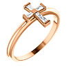 14k Rose Gold Stackable .10 ct tw Diamond Baguette Cross Ring