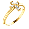 14k Yellow Gold Stackable .10 ct tw Diamond Baguette Cross Ring