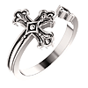 14k White Gold Fleur di Lis Cross Ring