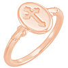 14k Rose Gold Cross Signet Ring with Oval Top