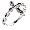 14k White Gold Loop Cross Ring with Open Design