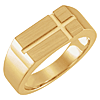 14k Yellow Gold Men's Sideways Cross Signet Ring