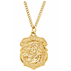 24k Gold-Plated Sterling Silver St. Michael Medal on 24in Chain