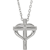 14k White Gold Kid's Cross with Heart Necklace 15in