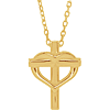 14k Yellow Gold Kid's Cross with Heart Necklace 15in