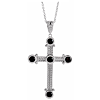 14k White Gold Cabochon Onyx Cross Necklace