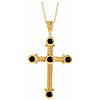 14k Yellow Gold Cabochon Onyx Cross Necklace