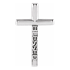 14k White Gold Blessed Cross Pendant 1in