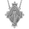 14k White Gold 1/5 ct tw Diamond Miraculous Medal Necklace
