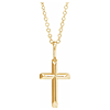 14k Yellow Gold Small Knife-Edge Cross Necklace
