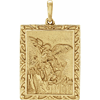 14k Yellow Gold Saint Michael Rectangular Pendant 3/4in