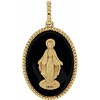 14k Yellow Gold Small Black Enamel Miraculous Medal