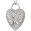 14k White Gold St. Christopher Heart Medal Necklace