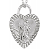 Sterling Silver St. Christopher Heart Medal Necklace