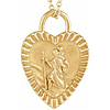 14k Yellow Gold St. Christopher Heart Medal Necklace