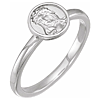 14K White Gold Jesus Ring with Round Border