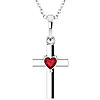 14k White Gold Mozambique Garnet Heart Cross Necklace