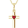 14k Yellow Gold Mozambique Garnet Heart Cross Necklace