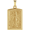 14k Yellow Gold Rectangular Miraculous Medal With Beaded Border 3/4in