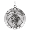 Sterling Silver Round St. Jude Thaddeus Medal with Antique Finish 1in
