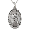 Sterling Silver Oval St. Christopher Medal and Chain