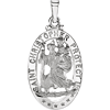 14kt White Gold 7/8in Open Oval St. Christopher Medal