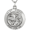 Sterling Silver Round St. Michael Medal and Chain