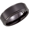 Black Tungsten Ring Satin Finish And Ridged Edges 8mm