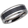 Dura Tungsten Ring with Black Carbon Fiber Center and Beveled Edges 8.3mm