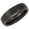 Black Tungsten Ring With Satin Finish and Ridged Edges 6mm
