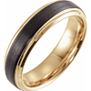 18k Yellow Gold and Black PVD Tungsten Ring With Step Down Edges 6mm