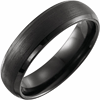 Black Tungsten Ring With Satin Finish and Beveled Edges 6mm