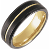 18k Yellow Gold and Black PVD Tungsten Ring With Groove 7mm