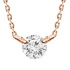 18k Rose Gold .10 ct Diamond Solitaire Necklace with Two Prongs