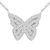 18k White Gold .12 ct Diamond Butterfly Necklace