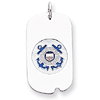 Sterling Silver U.S. Coast Guard Dog Tag with Blue Anchors 
