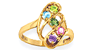 with 5 stones in yellow gold