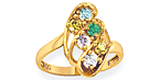 with 6 stones in yellow gold