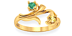 with 2 stones in yellow gold