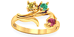 with 3 stones in yellow gold