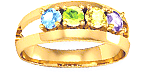 with 4 stones in yellow gold