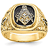 Jumbo .02 ct Diamond Masonic Ring 14k Yellow Gold