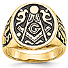 14k Yellow Gold Jumbo Blue Lodge Signet Ring with Open Back