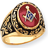 Jumbo Masonic Ring with Laurel Leaf Bezel 14k Yellow Gold