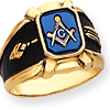 Octagonal Blue Lodge Ring with Blue Stone 14k Yellow Gold